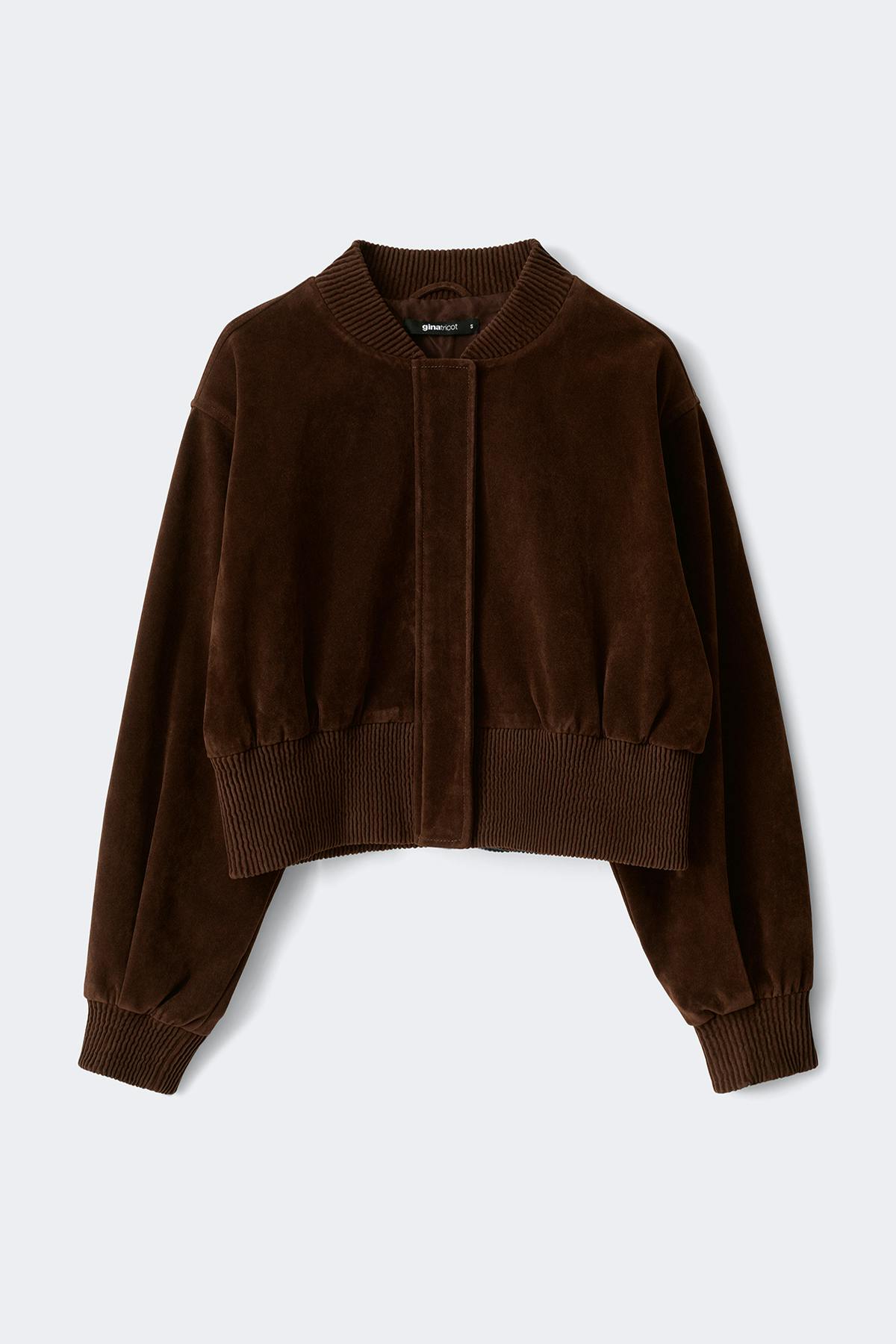 Faux suede short jacket - Khaki green