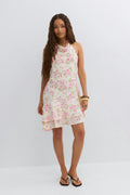 Halterneck mini dress - Flower aop