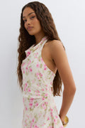 Halterneck mini dress - Flower aop