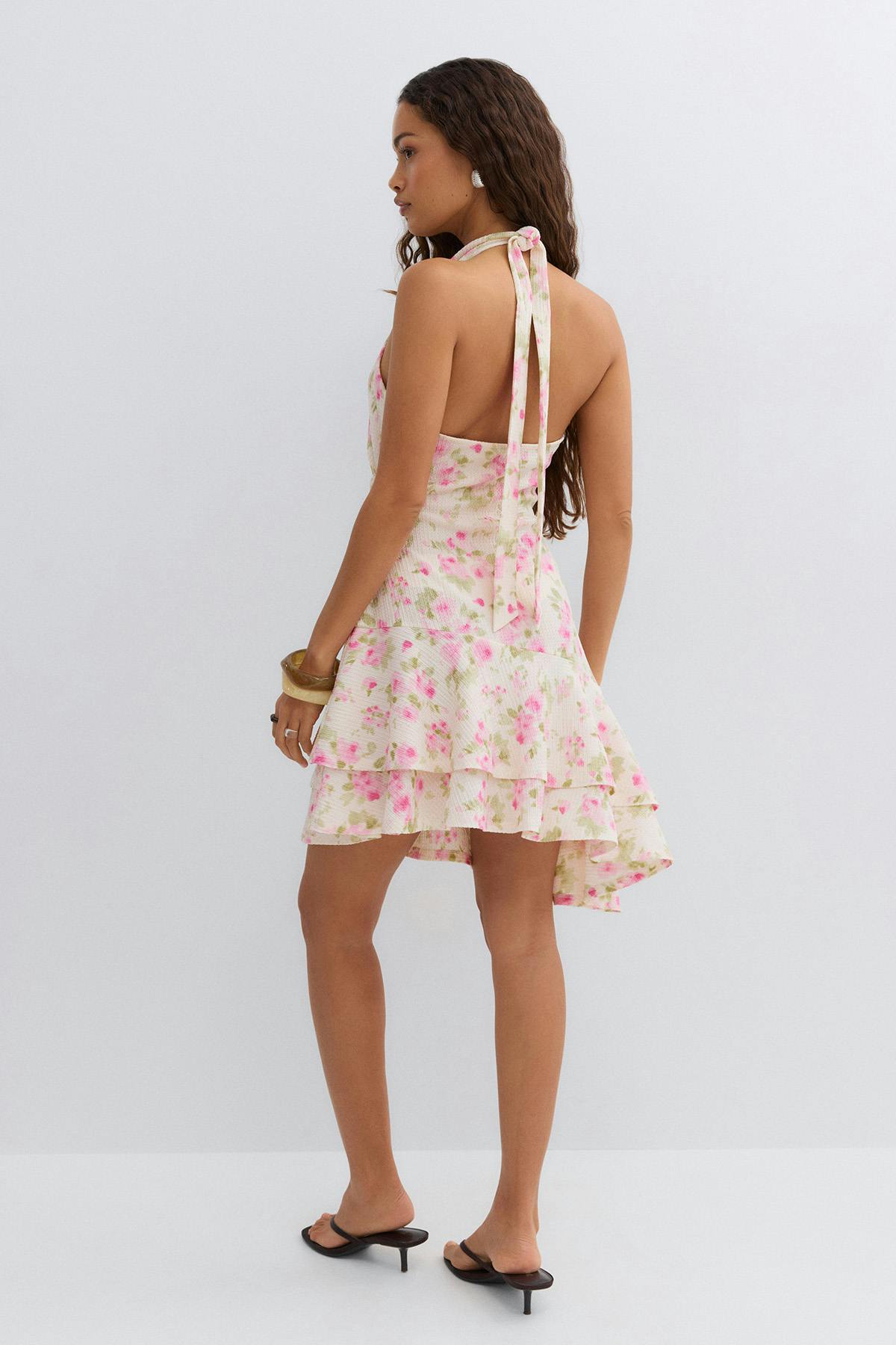 Halterneck mini dress - Flower aop
