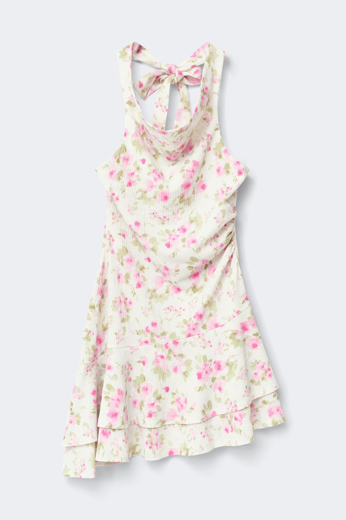 Halterneck mini dress - Flower aop