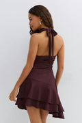 Halterneck mini dress - Pink flower