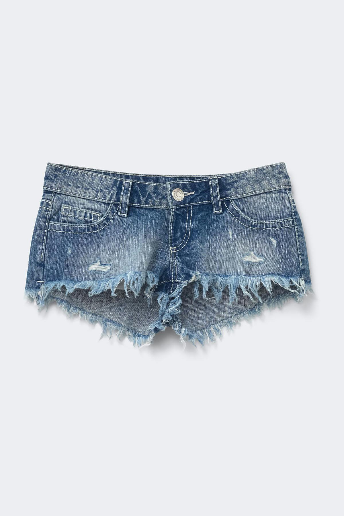14+ slay low denim shorts - Blanc
