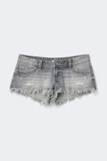 14+ slay low denim shorts - Mid blue