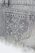 14+ slay low denim shorts - Gris clair