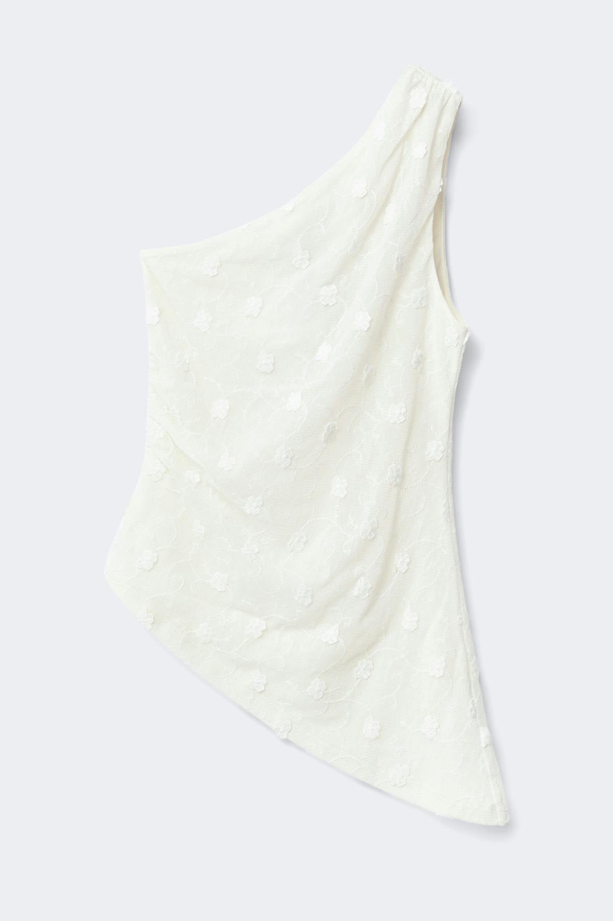 3d one shoulder top - Marshmallow