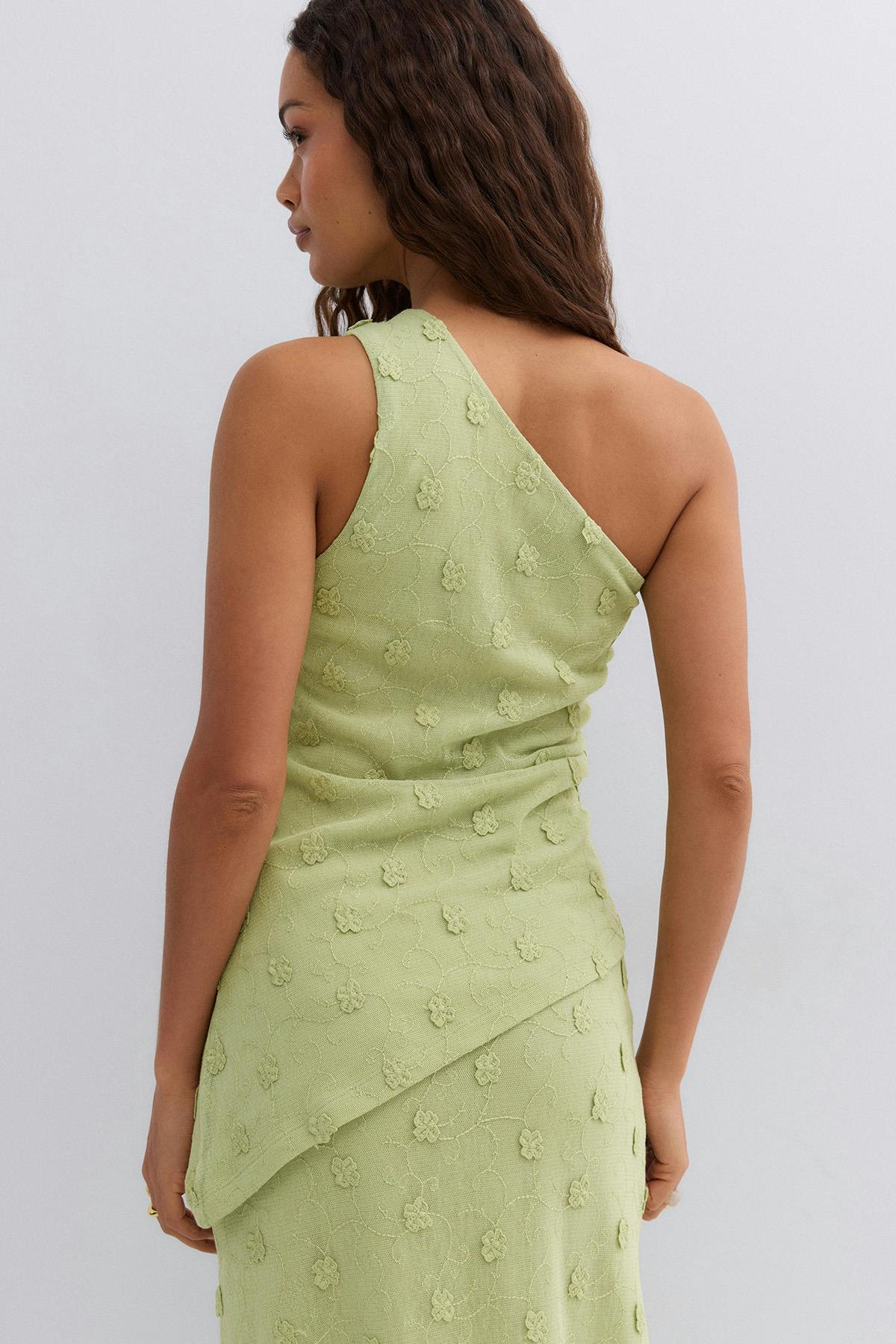 3d one shoulder top - Winter pear
