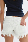 14+ for real low denim shorts - Blanc