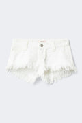 14+ for real low denim shorts - Blanc