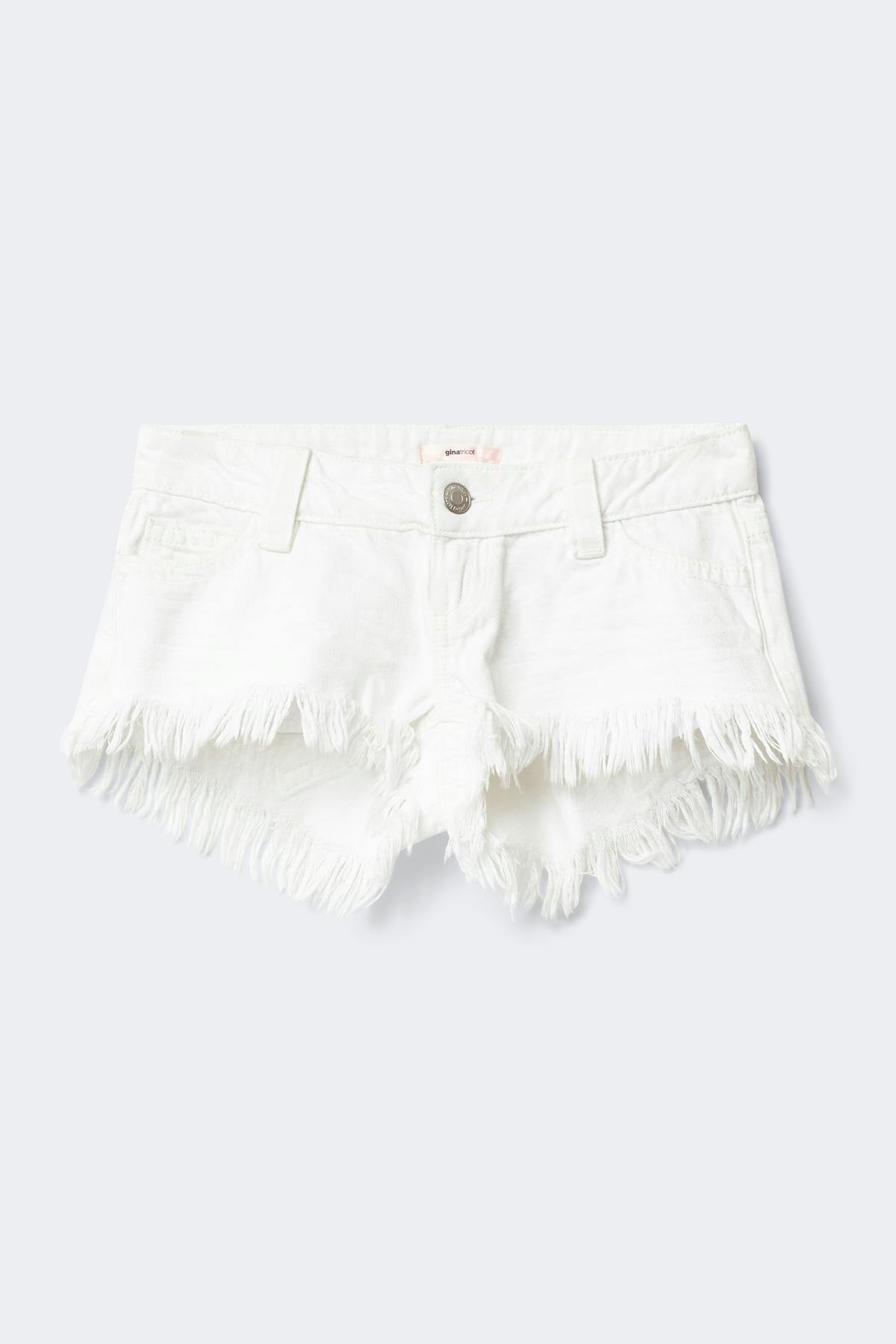 14+ for real low denim shorts - Blanc
