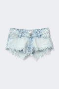 14+ for real low denim shorts - Bleu clair
