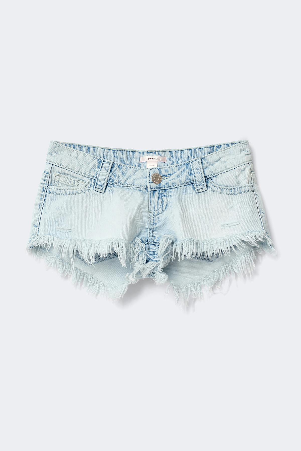 14+ for real low denim shorts - Bleu clair