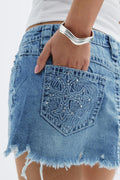 14+ slay low denim skirt - Mid blue