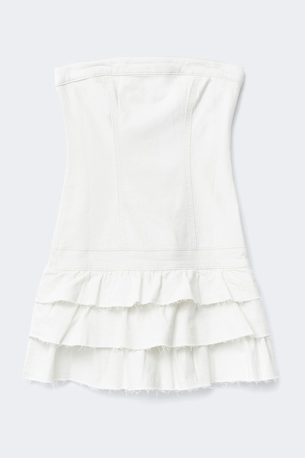 14+ jeanqueen frill dress - Blanc