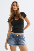 Glow low denim shorts - Bleu clair