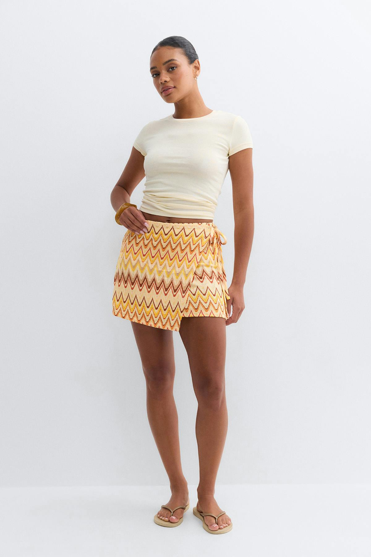 Multi colour mini wrap skirt - Multi stripe