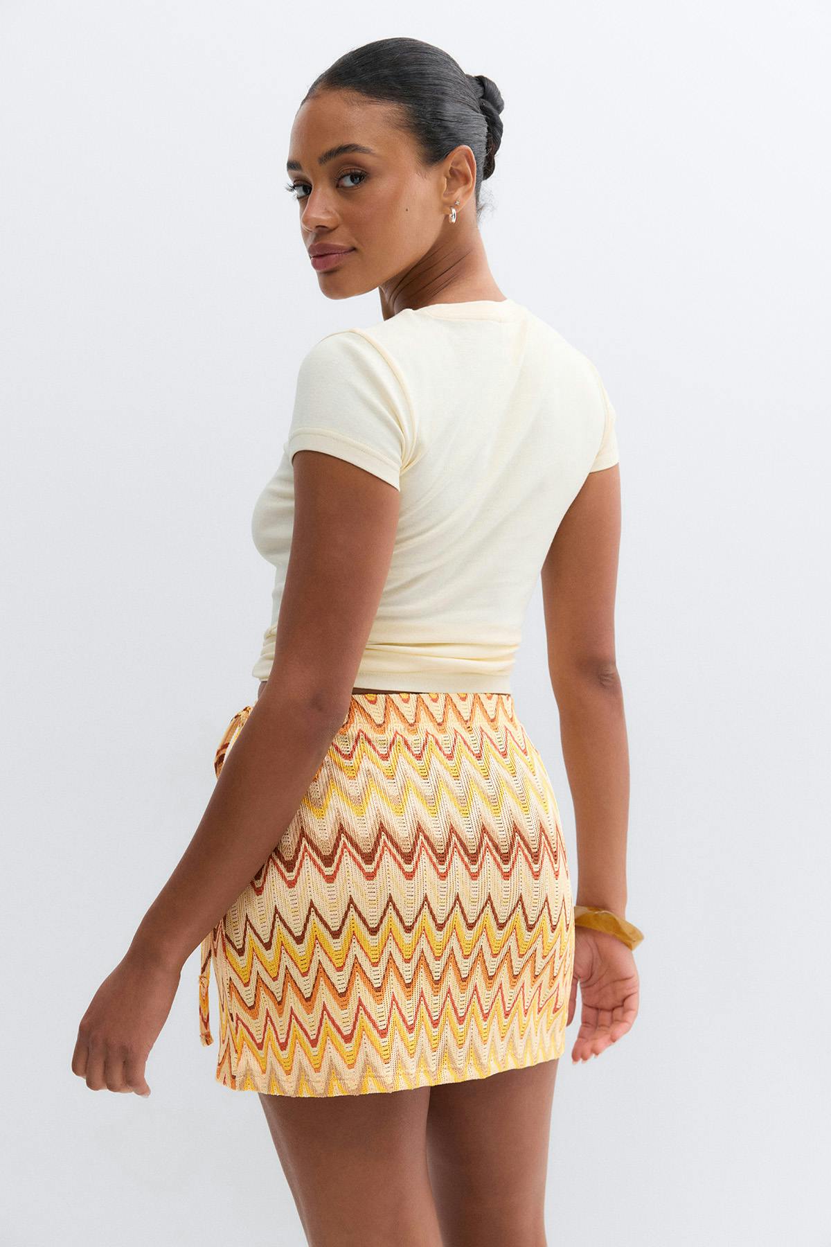 Multi colour mini wrap skirt - Multi stripe