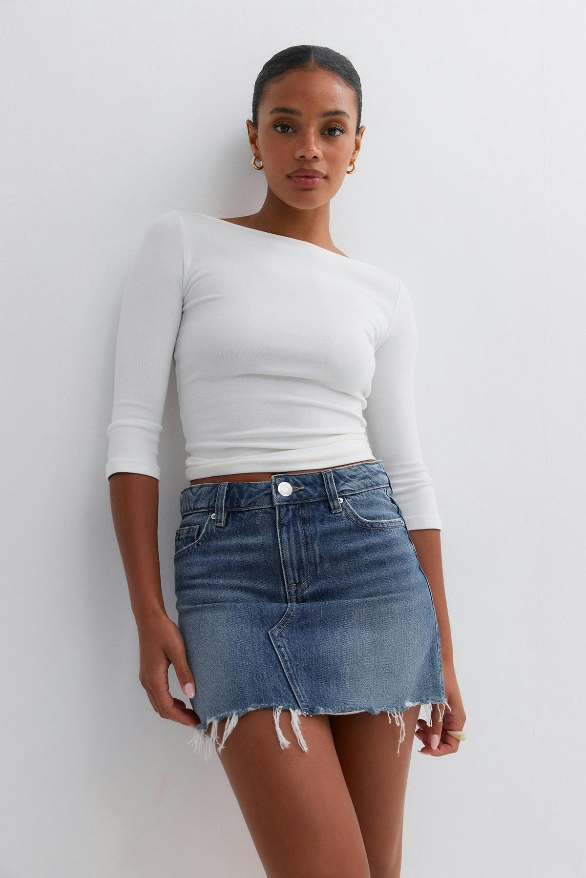 Blue crush denim skirt - Blue w destroy