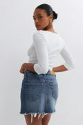 Blue crush denim skirt - Blue w destroy