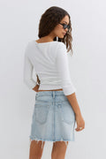 Blue crush denim skirt - Blue w destroy