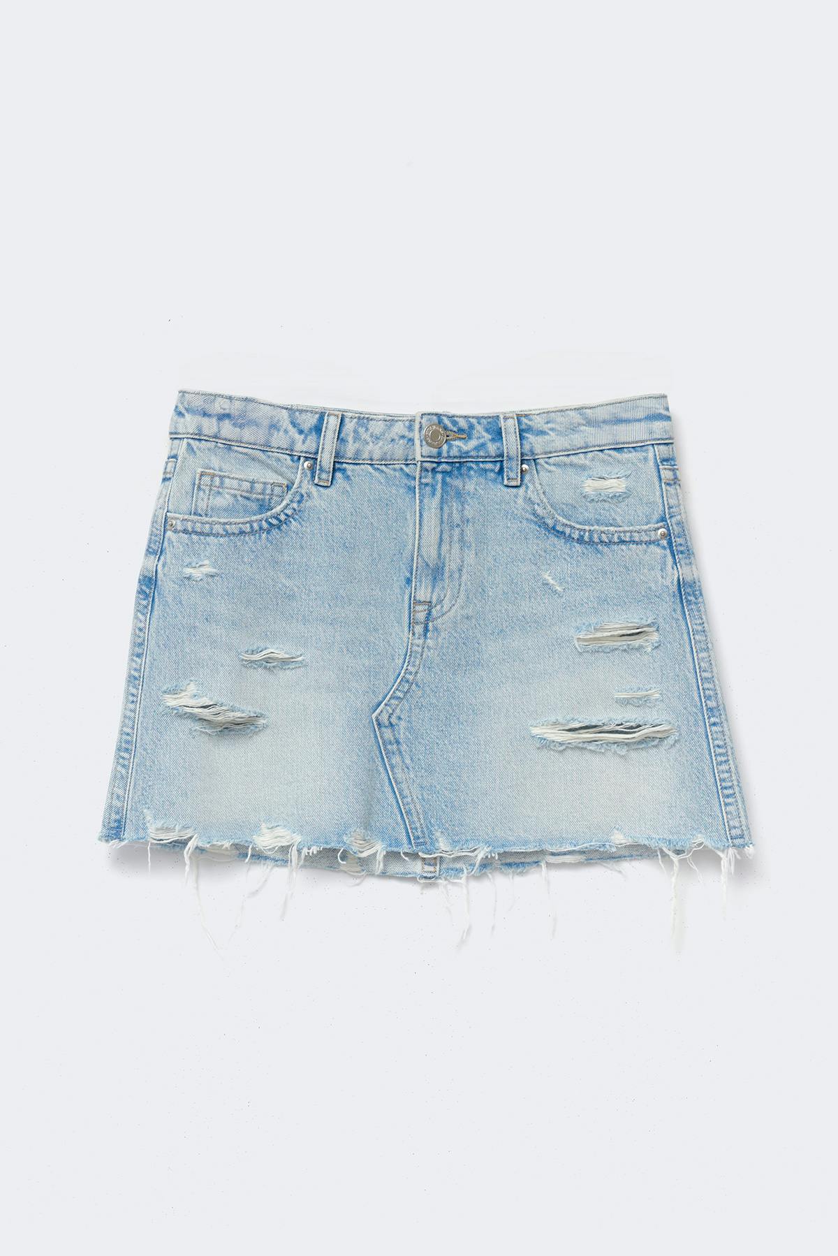 Blue crush denim skirt - Blue w destroy