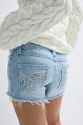 Y sparkle low denim shorts - Bleu clair