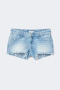 Y sparkle low denim shorts - Bleu clair