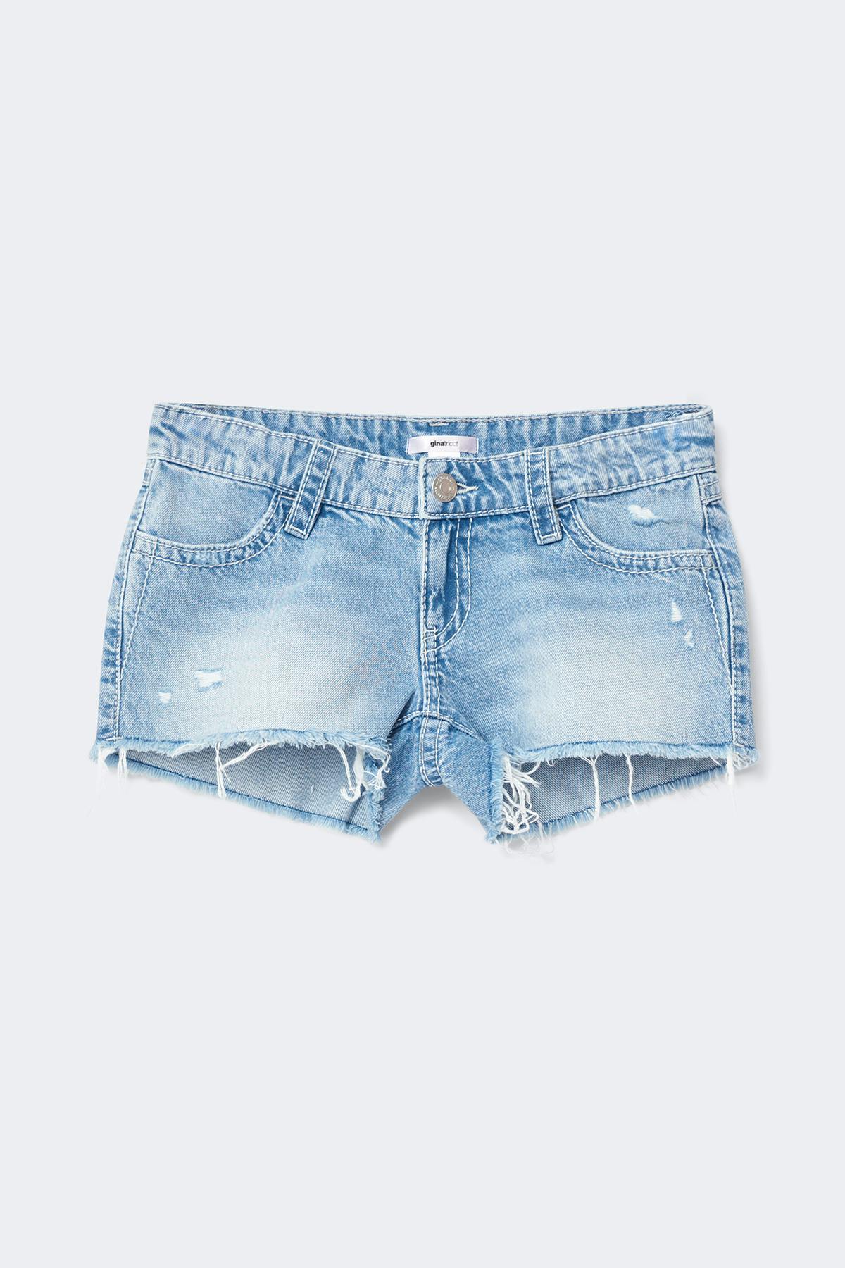 Y sparkle low denim shorts - Bleu clair