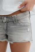 Y sparkle low denim shorts - Mid blue