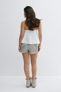 Y sparkle low denim shorts - Mid blue