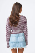 14+ pleated low denim skirt - Bleu clair