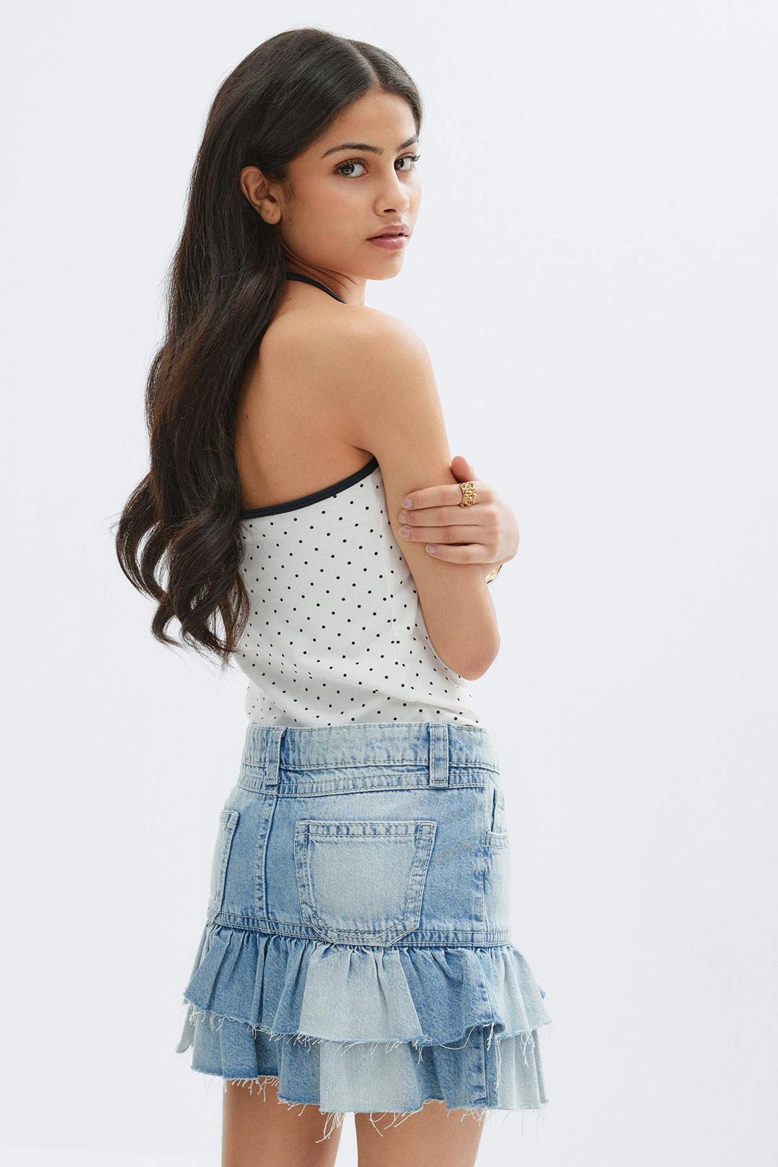 Y denimdoll frill skirt - Bleu clair