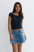 Y denimdoll frill skirt - Bleu clair