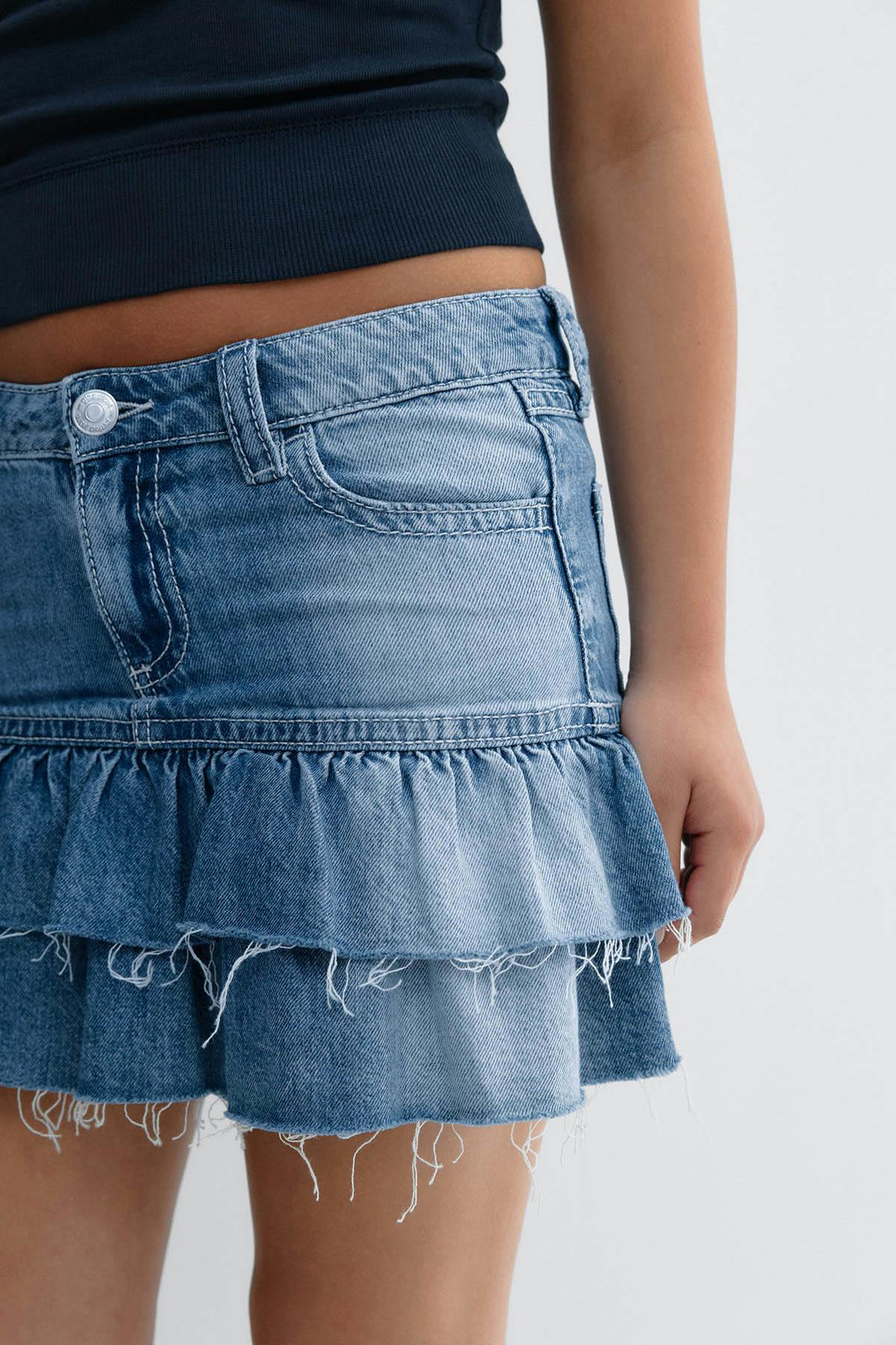 Y denimdoll frill skirt - Bleu clair