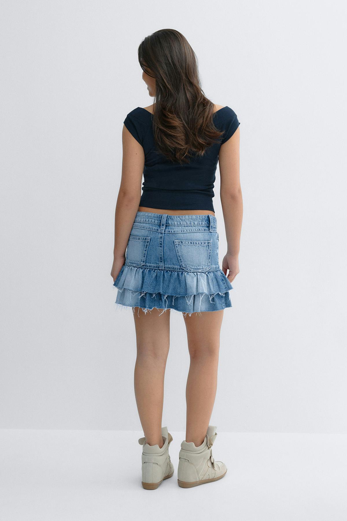 Y denimdoll frill skirt - Bleu clair