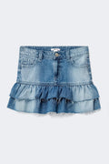 Y denimdoll frill skirt - Mid blue