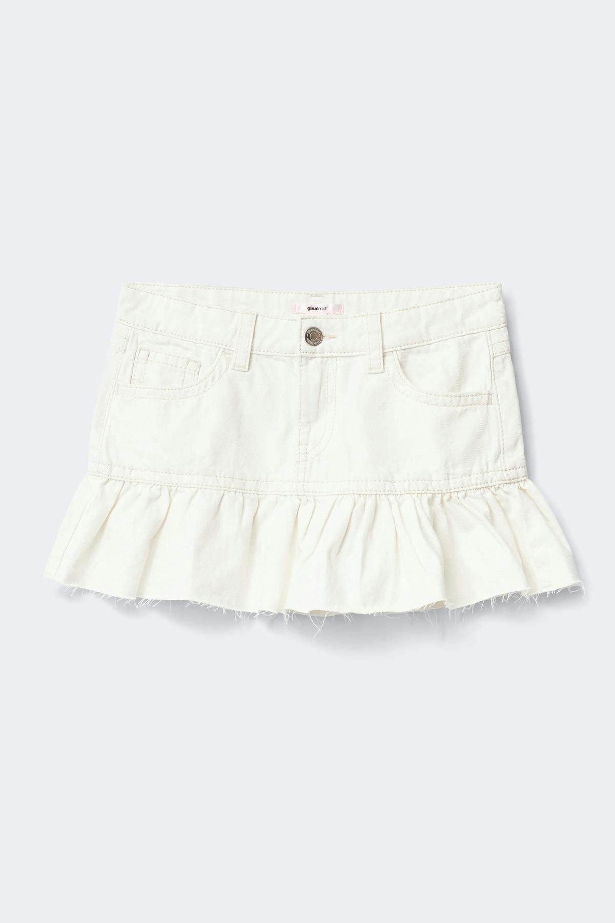 Y jeanova frill denim skirt - Blanc