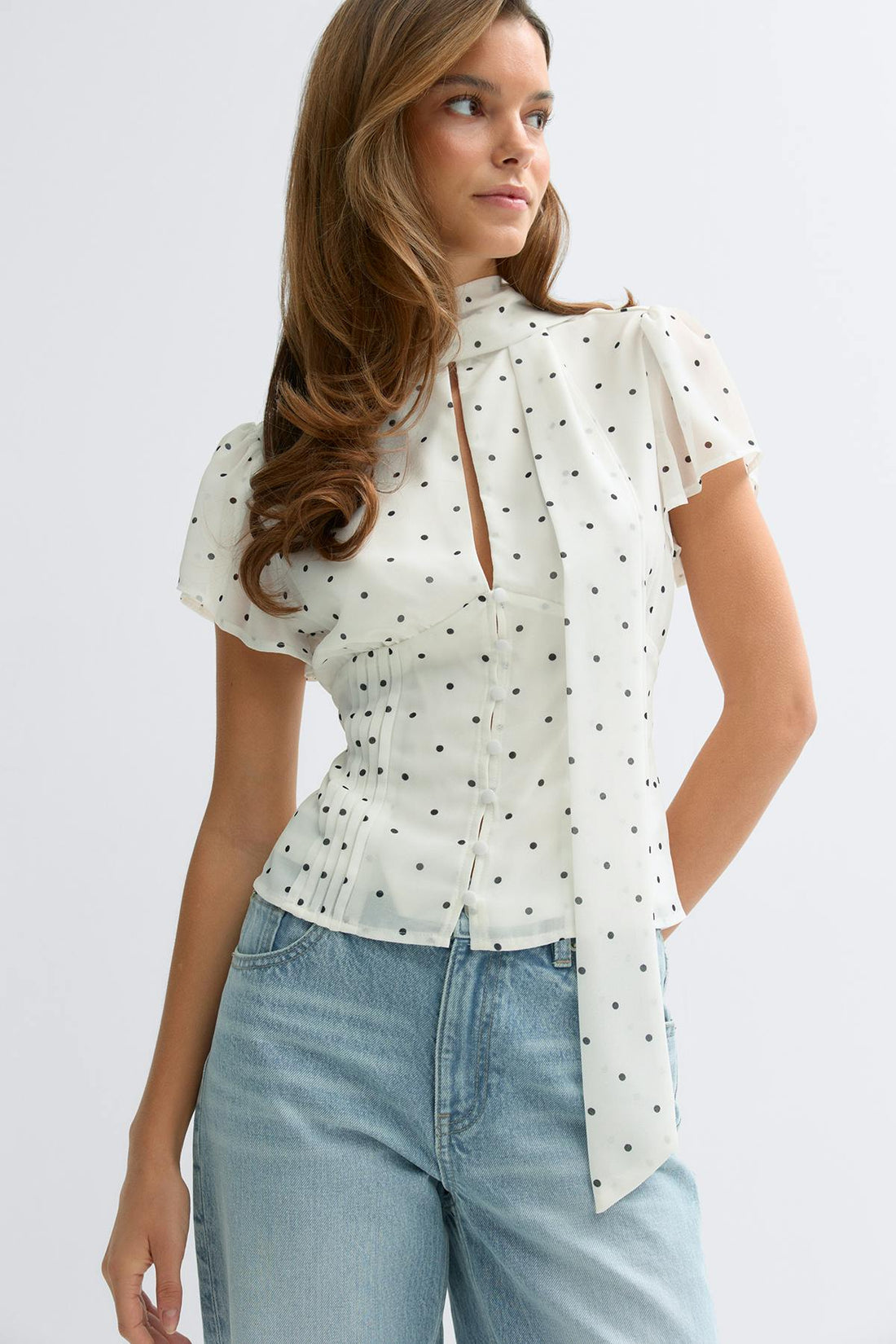 Sheer blouse - Dot print