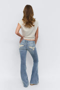 14+ sparkle low flare jeans - Blue destroy