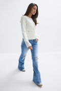 Y sparkle low flare jeans - Mid blue
