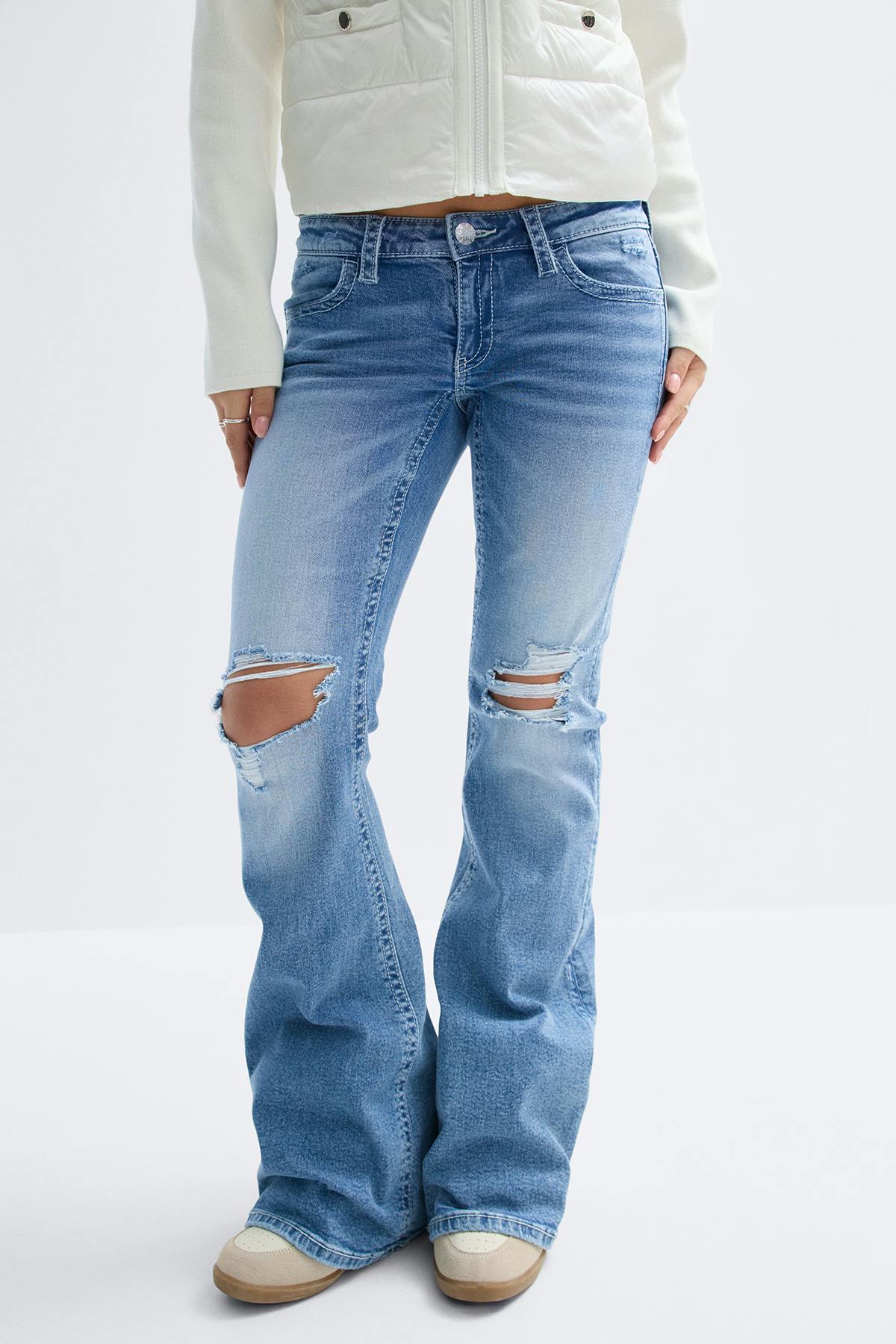 Y sparkle low flare jeans - Mid blue