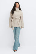 High neck wool blend jacket - Vert foncé