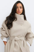 High neck wool blend jacket - Vert foncé