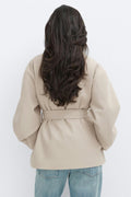 High neck wool blend jacket - Vert foncé