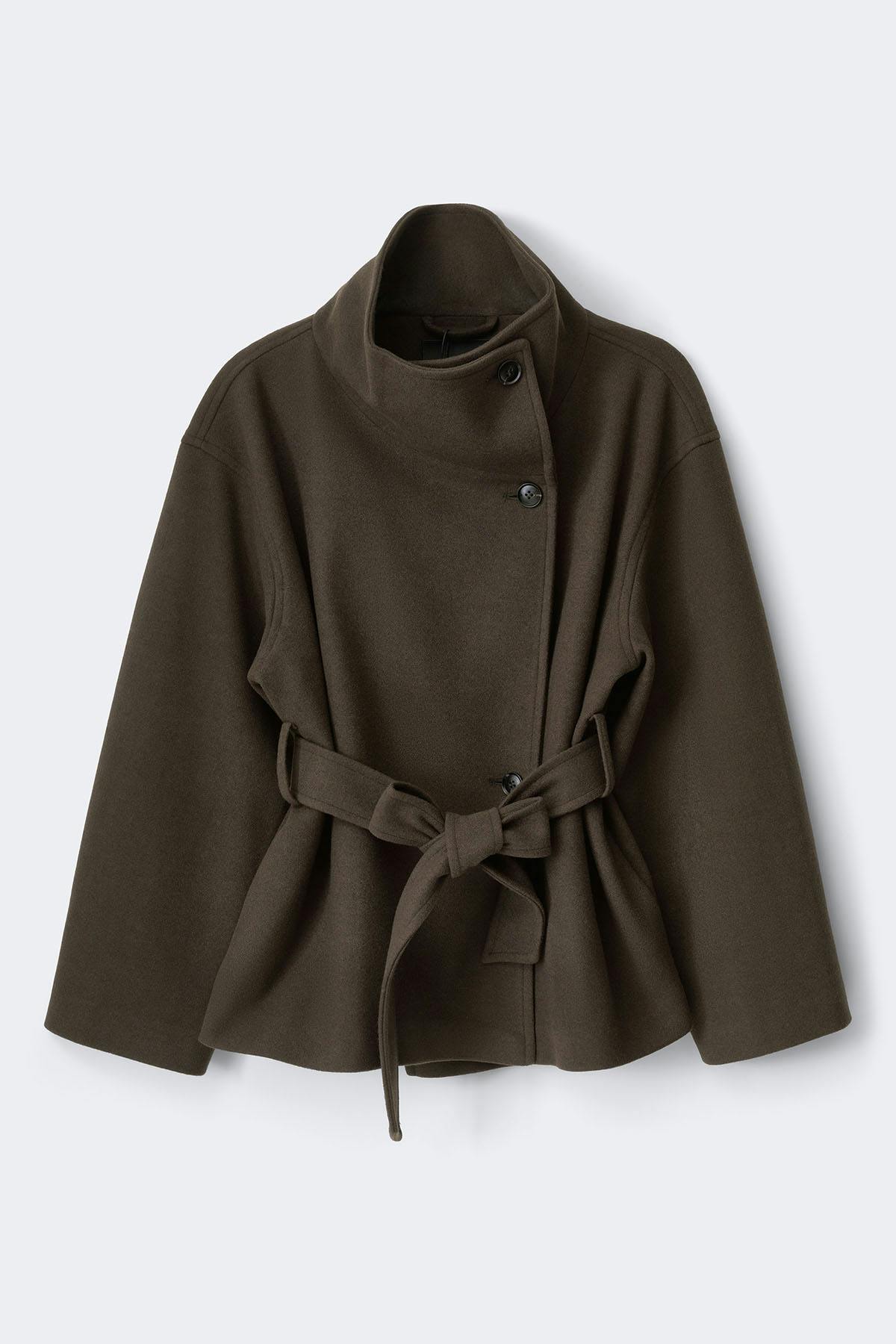 High neck wool blend jacket - Vert foncé