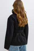 High neck wool blend jacket - Noir