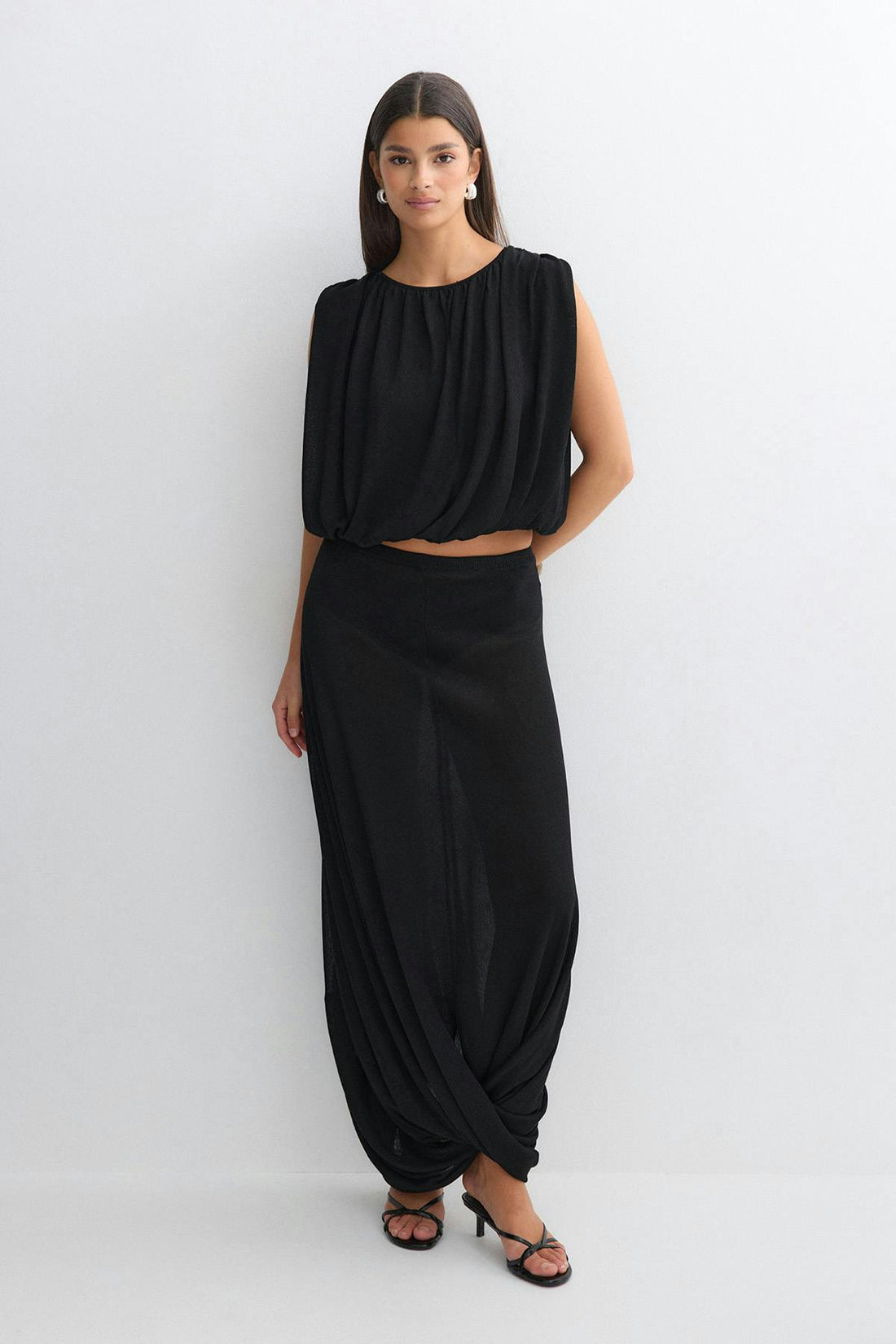 Flowy knitted skirt - Noir