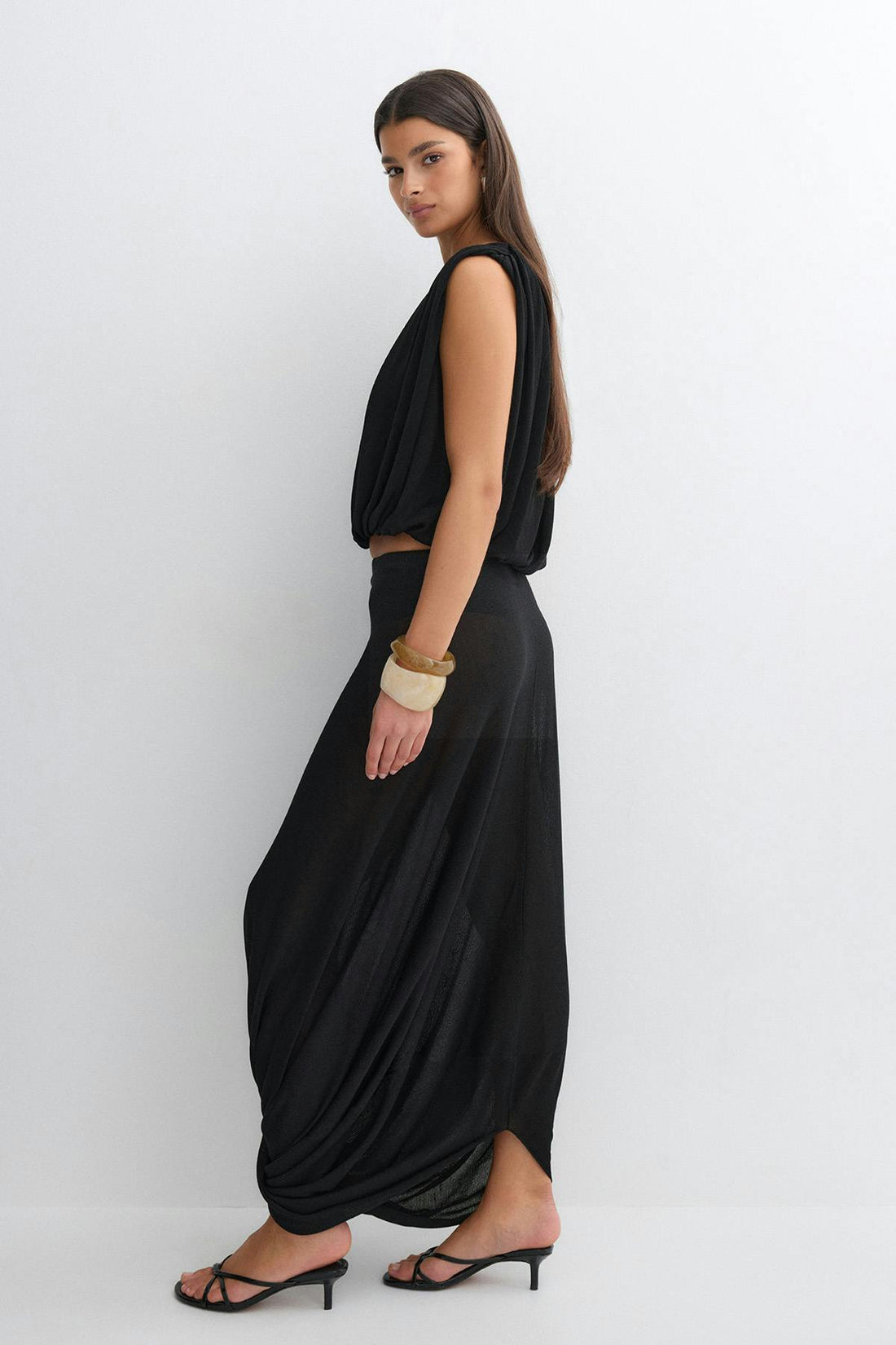 Flowy knitted skirt - Noir