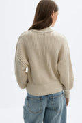 Knitted zip cardigan - Beige