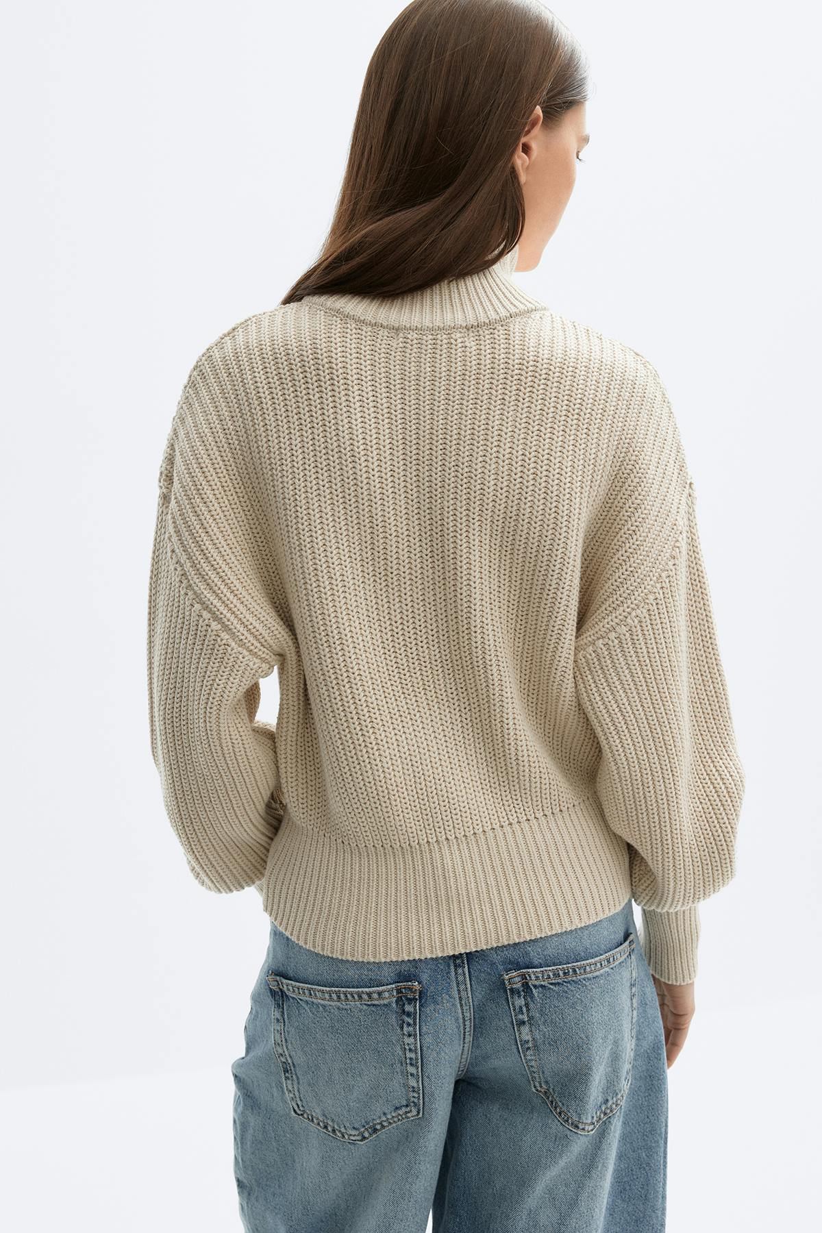 Knitted zip cardigan - Beige